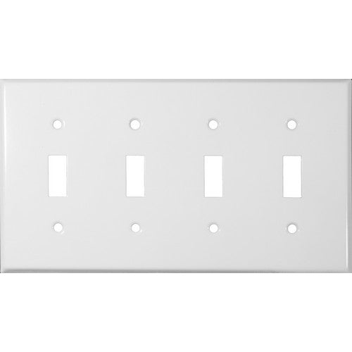 Morris Products 83042 Painted Steel Wall Plates 4 Gang Toggle Switch White - Painted Steel Wall Plate for 4 Toggle Switch