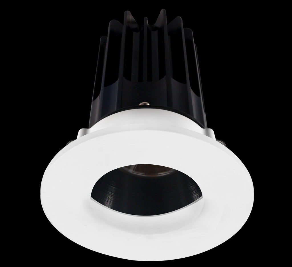 Lotus LED 2 Inch Round Recessed LED 15 Watt High Output Designer Series - 3000 Kelvin - Black Reflector - Wall Wash Trim