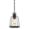 Westinghouse 6339900 One Light Pendant - Oil Rubbed Bronze Finish with Highlights Clear Seeded Glass