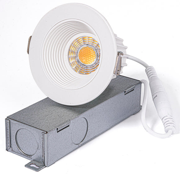 Lotus LED Lights JXL-COB02-R08W-CCT-WH-2RR-BF-WH 2 inch Round Recessed Economy LED  - 8 Watt - 3CCT - 120V - 90+ CRI - 36 degree Beam Spread -  Baffle White Reflector