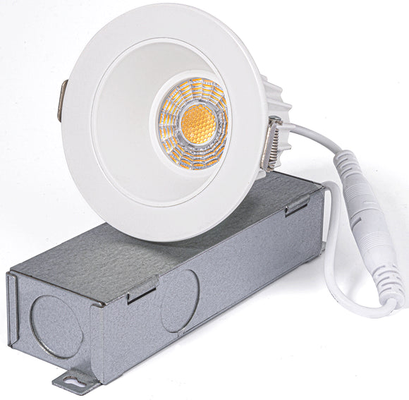 Lotus LED Lights JXL-COB02-R08W-CCT-WH-2RR-SM-WH 2 inch Round Recessed Economy LED  - 8 Watt - 3CCT - 120V - 90+ CRI - 36 degree Beam Spread -  Soft White Reflector