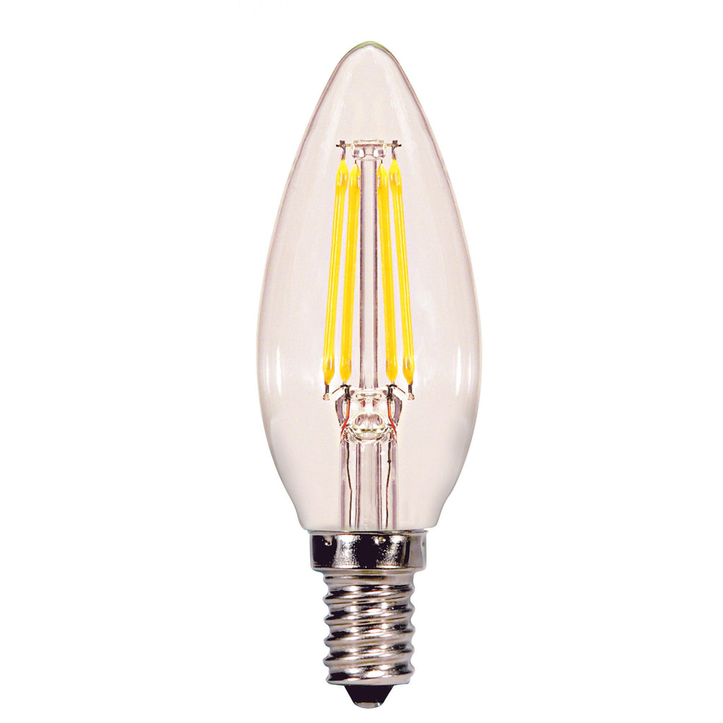 Satco S21708, 4.5W B11 LED, Clear, Candelabra base, 2700K, 350 Lumens, 120V - Pack of 3