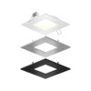 DALS Lighting  SPN4SQ-CC-3T - 4 Inch LED Recessed square panel light with included trims - 11 Watt - 3000-4000-5000 CCT Tunable -3 Interchangeable Trim Colors, white/Satin Nickel/Black