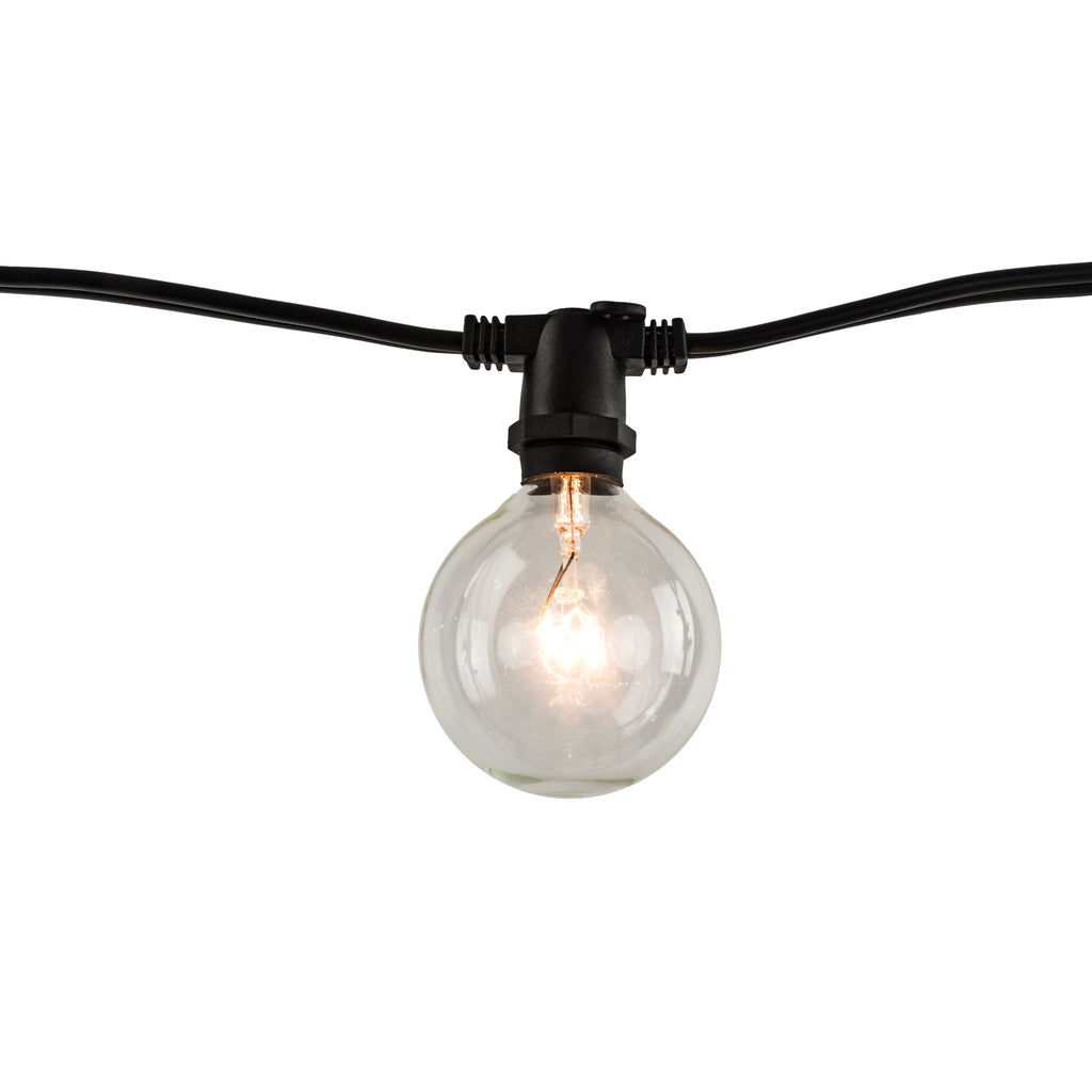 Bulbrite 810152 - 14 ft String Light Kit - 10 Sockets - E12 Base - Black Wire with 15 Watt G16 White Finish Lamps - STRING10/E12/BLACK-G16KT