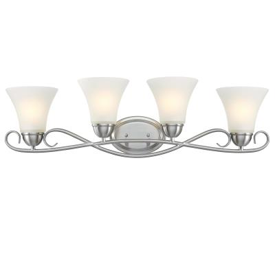 Westinghouse 6573700 Four Light Wall Fixture - Brushed Nickel Finish - Frosted Glass