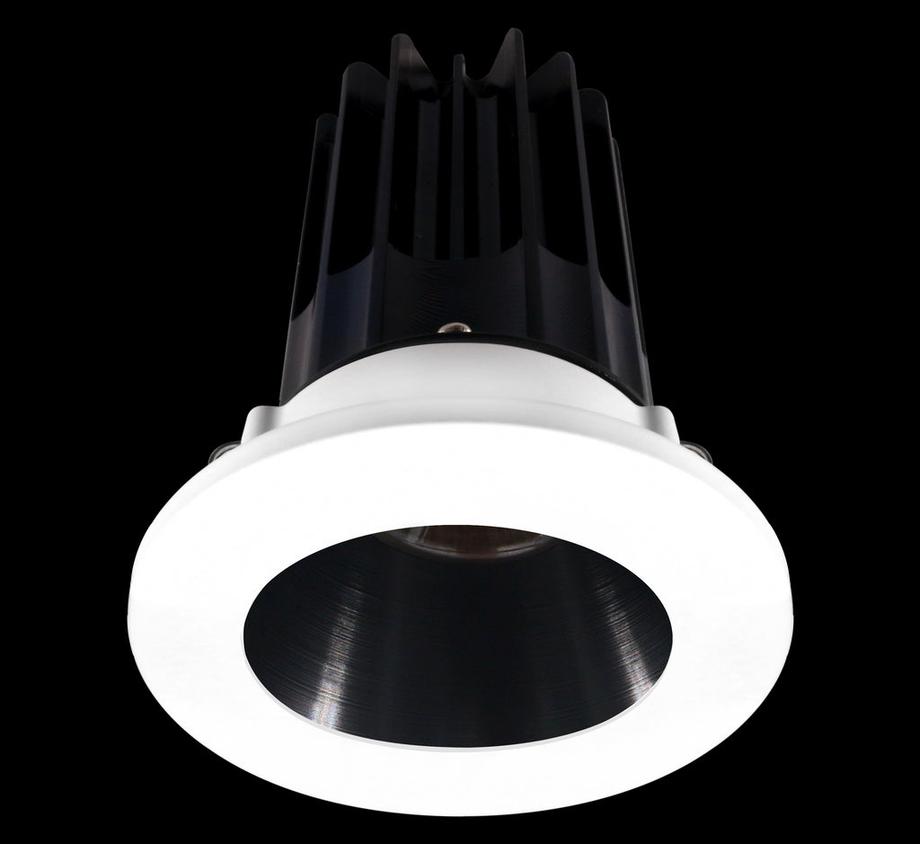 Lotus LED 2 Inch Round Recessed LED 15 Watt High Output Designer Series - 2700 Kelvin - Black Reflector - Trim White