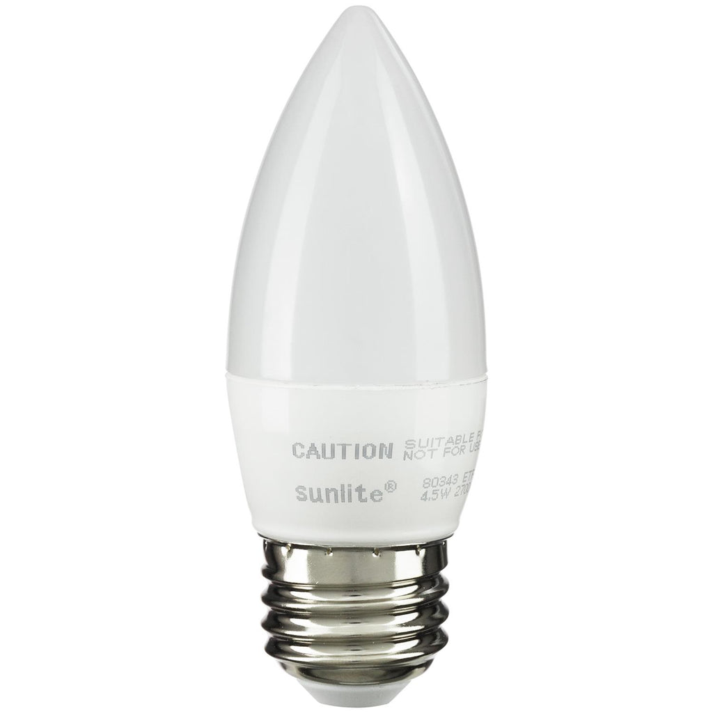 Sunlite  80343-SU - ETF/LED/4.5W/E26/FR/D/E/27K B11 LED Torpedo Tip Chandelier 4.5 Watt Light Bulb