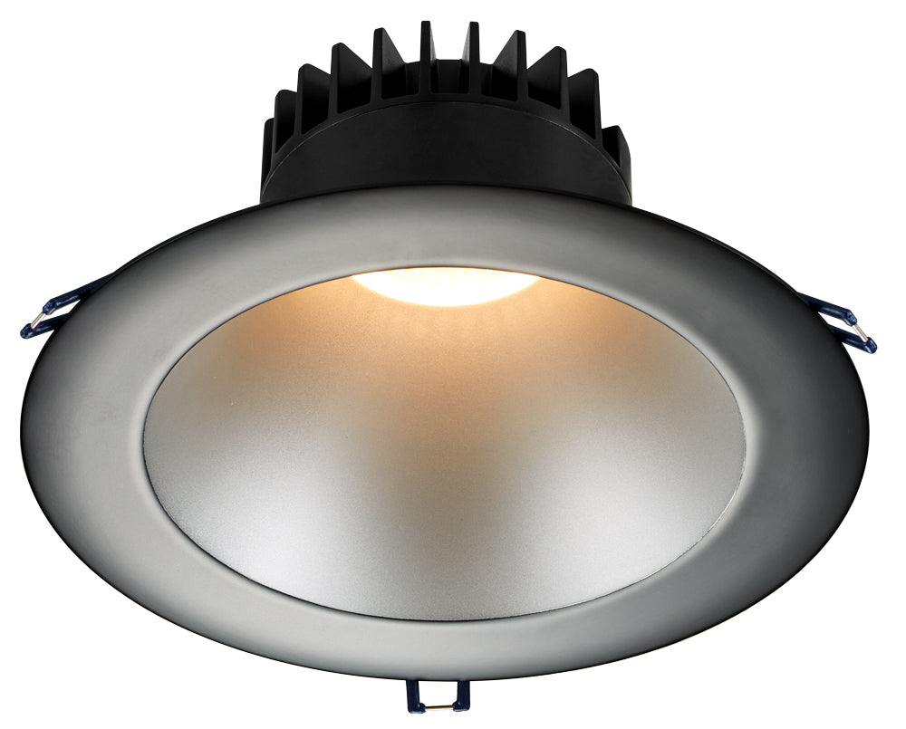 Lotus LED Lights - 8 Inch Round Deep Regressed LED 18 Watt Open Plenum - 5000 Kelvin - Silver Reflector - Black Trim