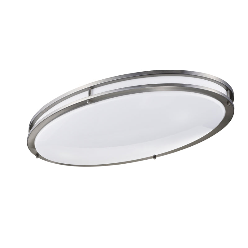 Sunpark DC032D-4000K - 32 Inch LED Double Ring Oval Shapped Ceiling Fixture - 46 Watt - 4000 Kelvin - 4700 Lumens - 120-277 Volt - Satin Nickel Finish