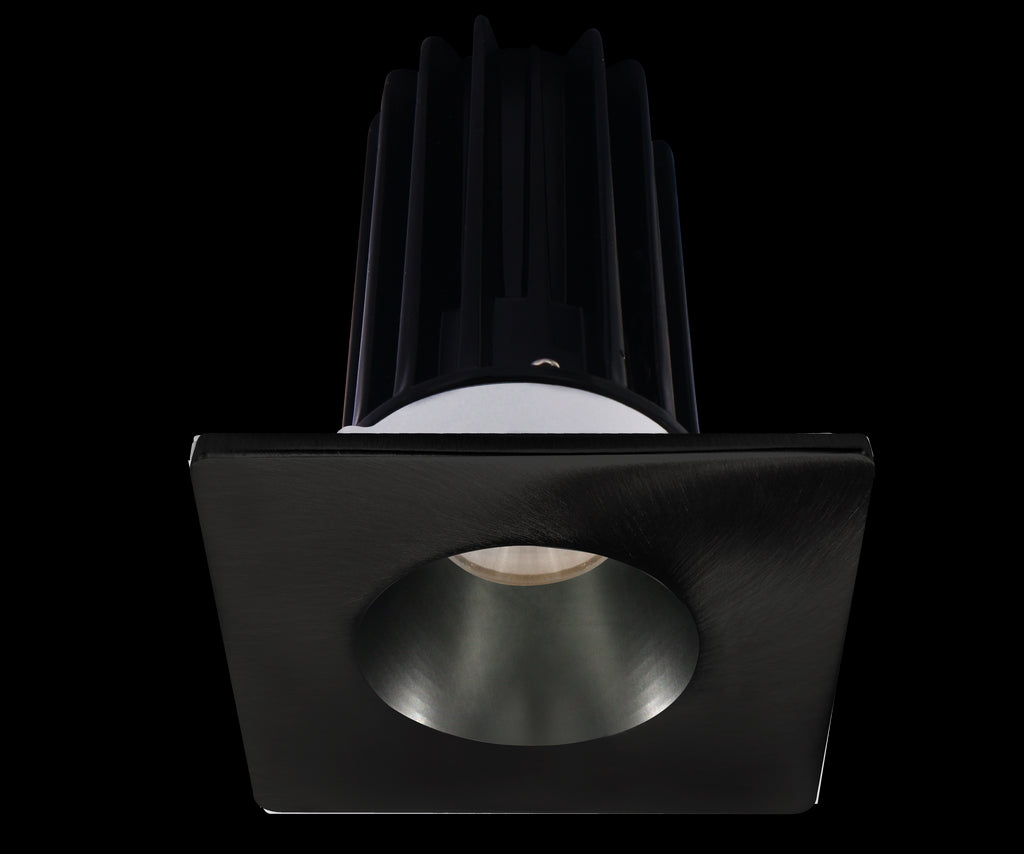 Lotus LED 2 Inch Square Recessed LED 15 Watt High Output Designer Series - 4000 Kelvin - Chrome Reflector - Trim Black