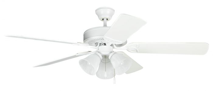 Craftmade BLD52MWW5C3 - 52 Inch Ceiling Fan w/Blades & 3 Alabaster Lights Matte White