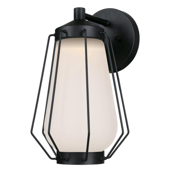 Westinghouse 6373600 One Light LED Wall Fixture Lantern - 12 Watt Dimmable - Matte Black Finish - Frosted Glass