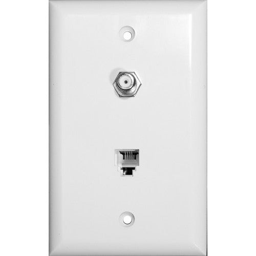 Morris Products 80057 Phone/CATV Wall Jack Wh