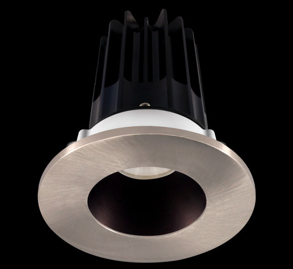 Lotus LED 2 Inch Round Recessed LED 15 Watt High Output Designer Series - 3000 Kelvin - Bronze Reflector - Trim Brushed Nickel