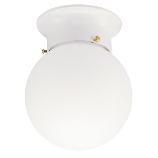Westinghouse 6660700 Light Flush White Finish with White Glass Globe – 
