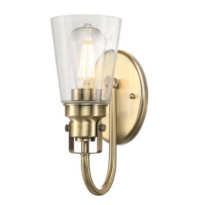 Westinghouse 6574400 One Light Wall Fixture - Antique Brass Finish - Clear Seeded Glass