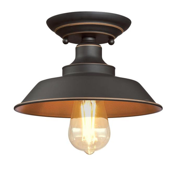 Westinghouse 6370100 9 inch One Light Semi-Flush Mount Ceiling Fixture - Oil Rubbed Bronze - Finish with Highlights