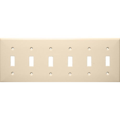 Morris Products 81063 Lexan Wall Plates 6 Gang Toggle Switch Almond - Large 6 Gang Wall Plate Toggle Switch for big rooms.