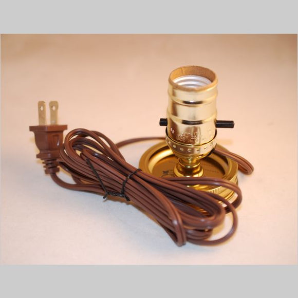 Kirks Lane-97072 - mason jar lid lamp kit with brown cord