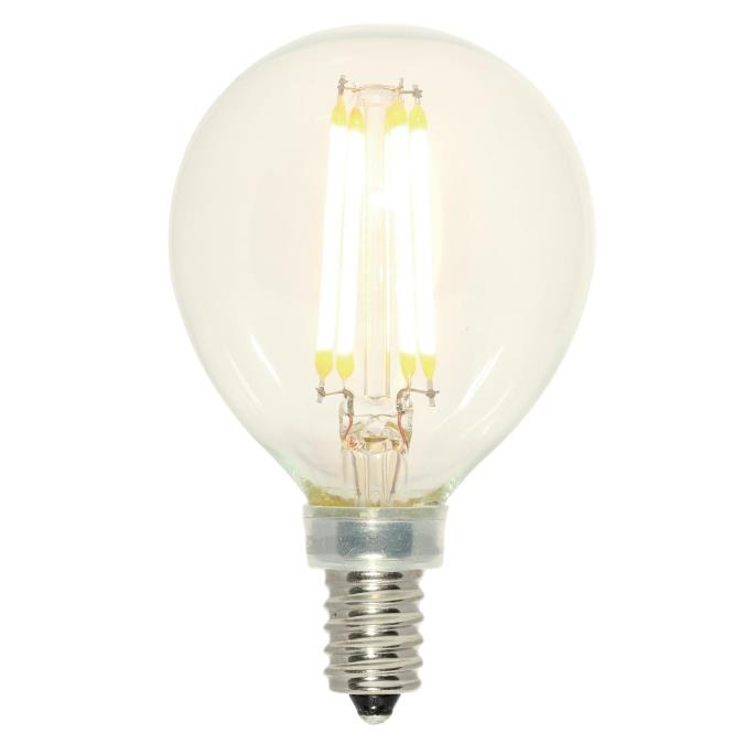 Westinghouse 5024100 Filament LED G16.5  Globe Dimmable Light Bulb, 4.5 Watt, Clear, 2700 Kelvin, E12 Candelabra Base