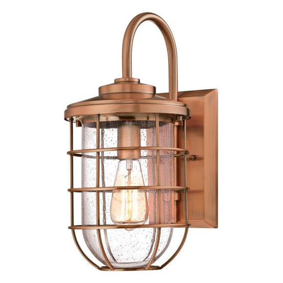 Westinghouse 6347900 One Light Wall Fixture - Washed Copper Finish - Clear Seeded Glass