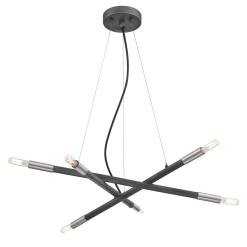 Westinghouse 6576600 Six Light LED Chandelier - Distressed Aluminum Finish with Brushed Nickel Accents