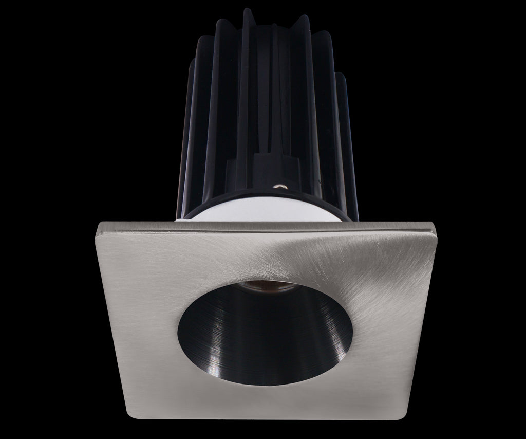 Lotus LED 2 Inch Square Recessed LED 15 Watt High Output Designer Series - 4000 Kelvin - Black Reflector - Trim Brushed Nickel