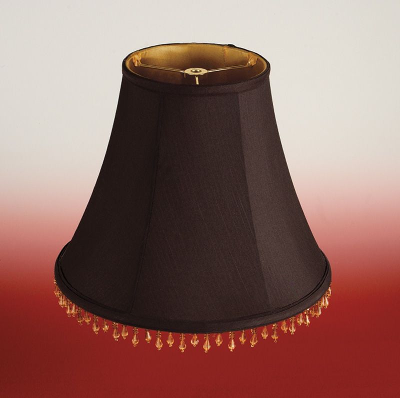 Kirks Lane-20371 - 8 Inch Black Bell Gold Lining With Amber Beaded