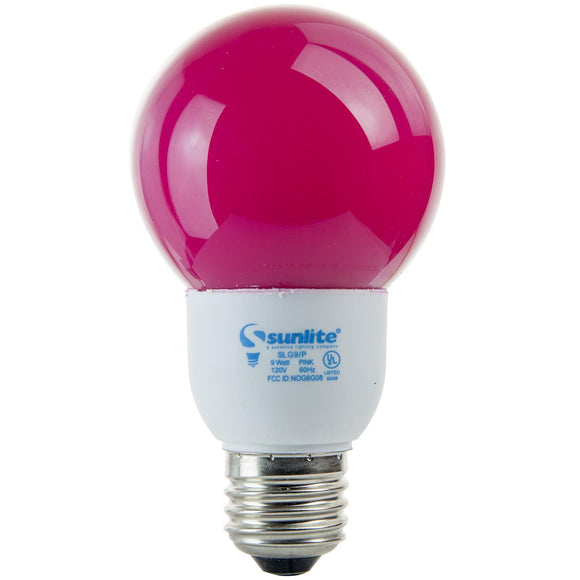 Compact Fluorescent - Colored Globe - 9 Watt -Pink - Pink