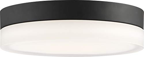 Satco 62-468, Pi; 9 in.; Flush Mount LED Fixture; Black Finish with Etched Glass