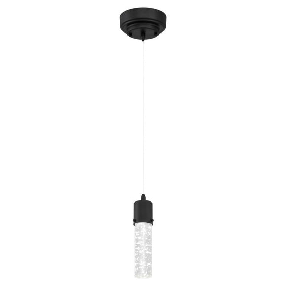 Westinghouse 6372300 One Light LED Mini Pendant - Matte Black Finish - Bubble Glass