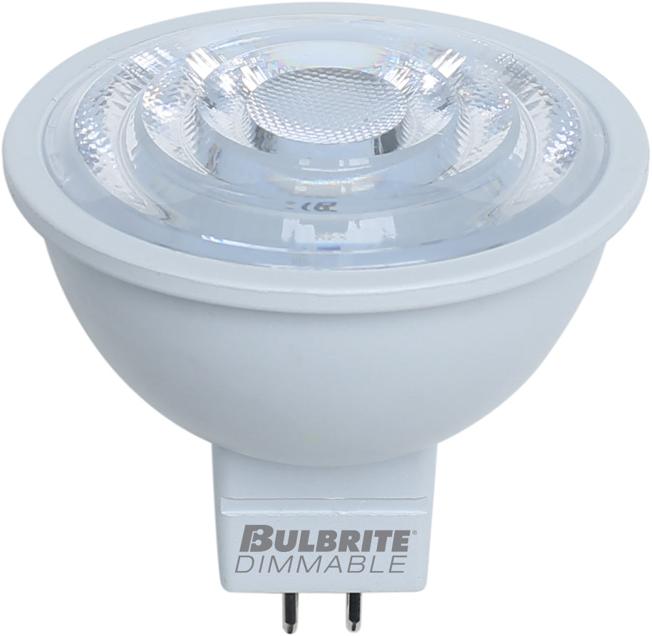 BULBRITE 771208 6.5 Watt MR16 LED - GU5.3 Bi Pin Base - 3000 Kelvin Warm White - 500 Lumens - Dimmable - 12 Volt