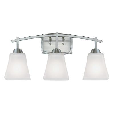 Westinghouse 6573600 Three Light Wall Fixture - Brushed Nickel Finish - Frosted Glass