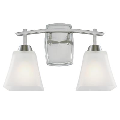 Westinghouse 6573500 Two Light Wall Fixture - Brushed Nickel Finish - Frosted Glass