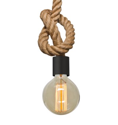 Besa 1JT-SOLO-BK-T104-BK - Stylish Natural Rope Suspension Creates A Striking Backdrop For An Existing Light Source - Swag T104-BK Included