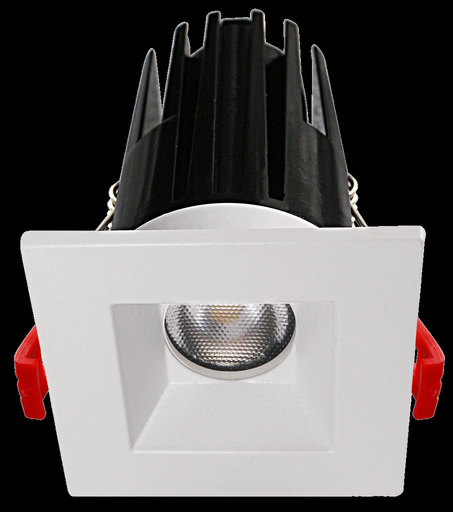 Lotus LED Lights LED-1-S7W-5CCT-1SRWH 2 Inch Recessed LED Downlight - 7 Watt - 5CCT - 450 Lumen - Square White Trim - 38 Degree Beam Angle - Type IC Wet - Air-Tight - Energy Star - CRI 90+