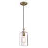 Westinghouse 6371400 One Light Mini Pendant, Antique Brass Finish, Clear Textured Glass