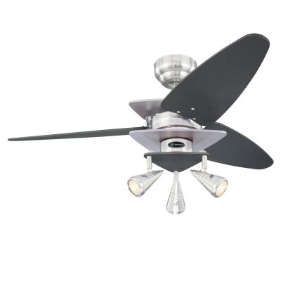 Westinghouse 7235800 Indoor Ceiling Fan with Dimmable LED Light Fixture - 42 inch - Brushed Nickel Finish with Graphite Accents Reversible Blades - Brushed Nickel Spot Lights