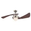 Westinghouse 7231100 Indoor Ceiling Fan with Dimmable LED Light Fixture - 48 inch - Brushed Nickel Finish - Weathered Maple Blades - Opal Frosted Glass
