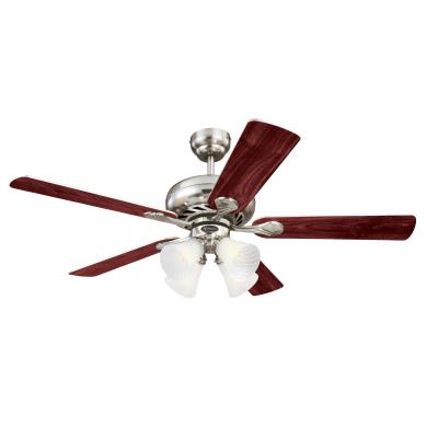 Westinghouse 7235900 Indoor Ceiling Fan with Dimmable LED Light Fixture - 52 inch - Brushed Nickel Finish - Reversible Blades - Frosted Swirl Glass