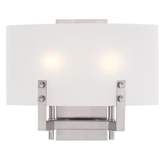 Westinghouse 6369600 Two Light Wall Fixture - Brushed Nickel Finish - Frosted Glass