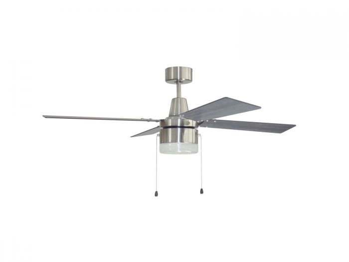 Craftmade DAL48BNK4 - 48 Inch Ceiling Fan w/Blades & LED Light Kit, Clear Seeded Brushed Polished Nickel