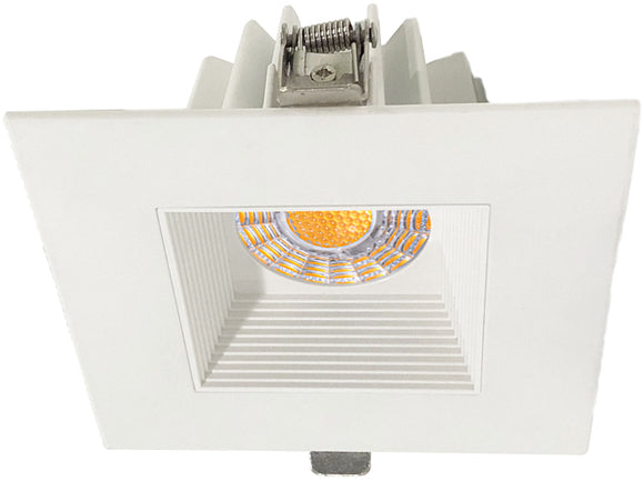 Lotus LED Lights JXL-COB04-S15W-CCT-4SR-BF-WH 4 inch Square Recessed Eco LED 15W 3CCT 3-4-5K Baffle Reflector White 36° Type IC Air Tight Damp CRI 90+