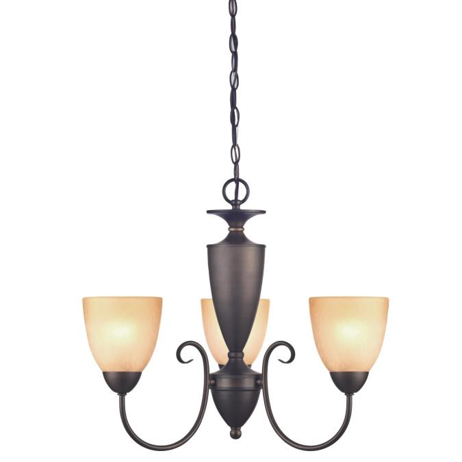 Westinghouse 6223000 Three Light Chandelier - Oil Rubbed Bronze Finish - Antique Amber Scavo Glass