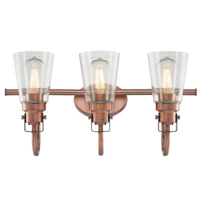 Westinghouse 6574800 Three Light Wall Fixture - Washed Copper Finish - Clear Seeded Glass