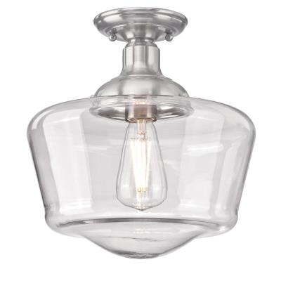Westinghouse 6573300 11 inch One Light Semi-Flush Mount Ceiling Fixture - Brushed Nickel Finish - Clear Glass