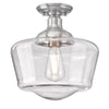 Westinghouse 6573300 11 inch One Light Semi-Flush Mount Ceiling Fixture - Brushed Nickel Finish - Clear Glass