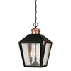 Westinghouse 6339100 Three Light Pendant - Matte Black Finish with Washed Copper Accents - Clear Seeded Glass