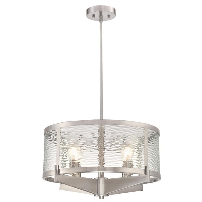 Westinghouse 6368200 Four Light Chandelier - Brushed Nickel Finish - Clear Water Glass