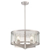 Westinghouse 6368200 Four Light Chandelier - Brushed Nickel Finish - Clear Water Glass